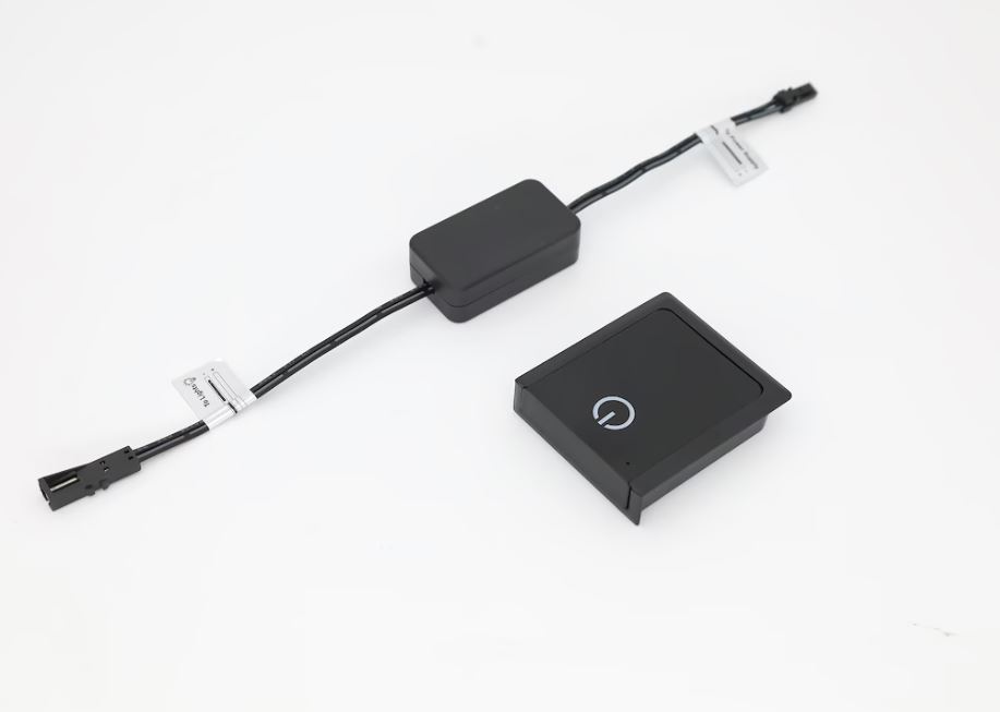 NÁBYTKOVÝ DOTYKOVÝ BEZDRÁTOVÝ OVLADAČ MINI/DESIGN - 2v1 - DIM+IR DVEŘNÍ SPÍNAČ, ČERNÝ, 12V/24V